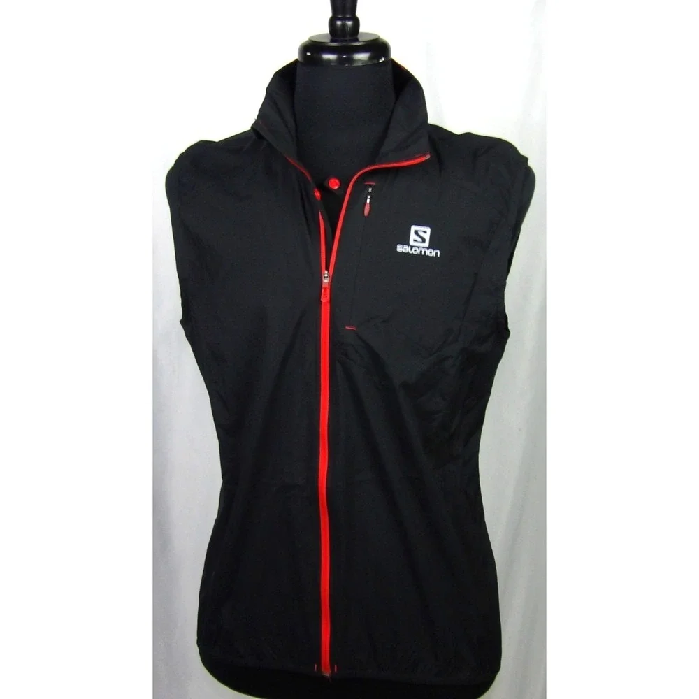 SALOMON‎ Clima WIND 100% Nylon Black Zip-Up Windbreaker Vest Jacket Men's Medium
